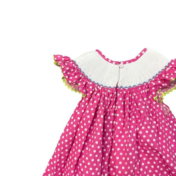 Babeeni Girls Smocked Mermaid Frilly Polka Dot Cotton Dress Size 3 - Picture 8 of 11